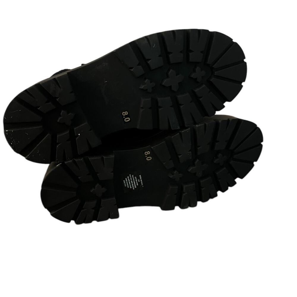 Steve Madden Black Lace-Up Platform Ankle Boots with Shearling Collar - Picture 7 of 7